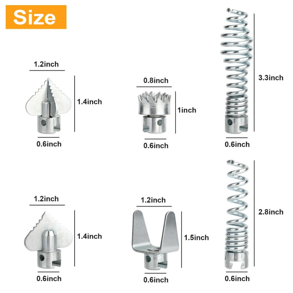 8pcs Set Kepala Kawat Pembersih Pipa Mampet Ukuran 16mm Adaptor Bor