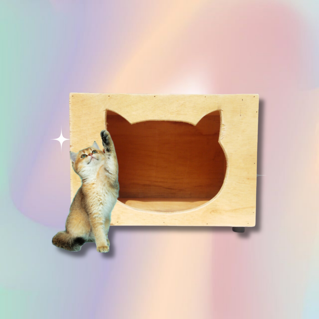 Rumah Kucing Kayu - Kandang Hewan Lucu - Sangkar Hewan Minimalis