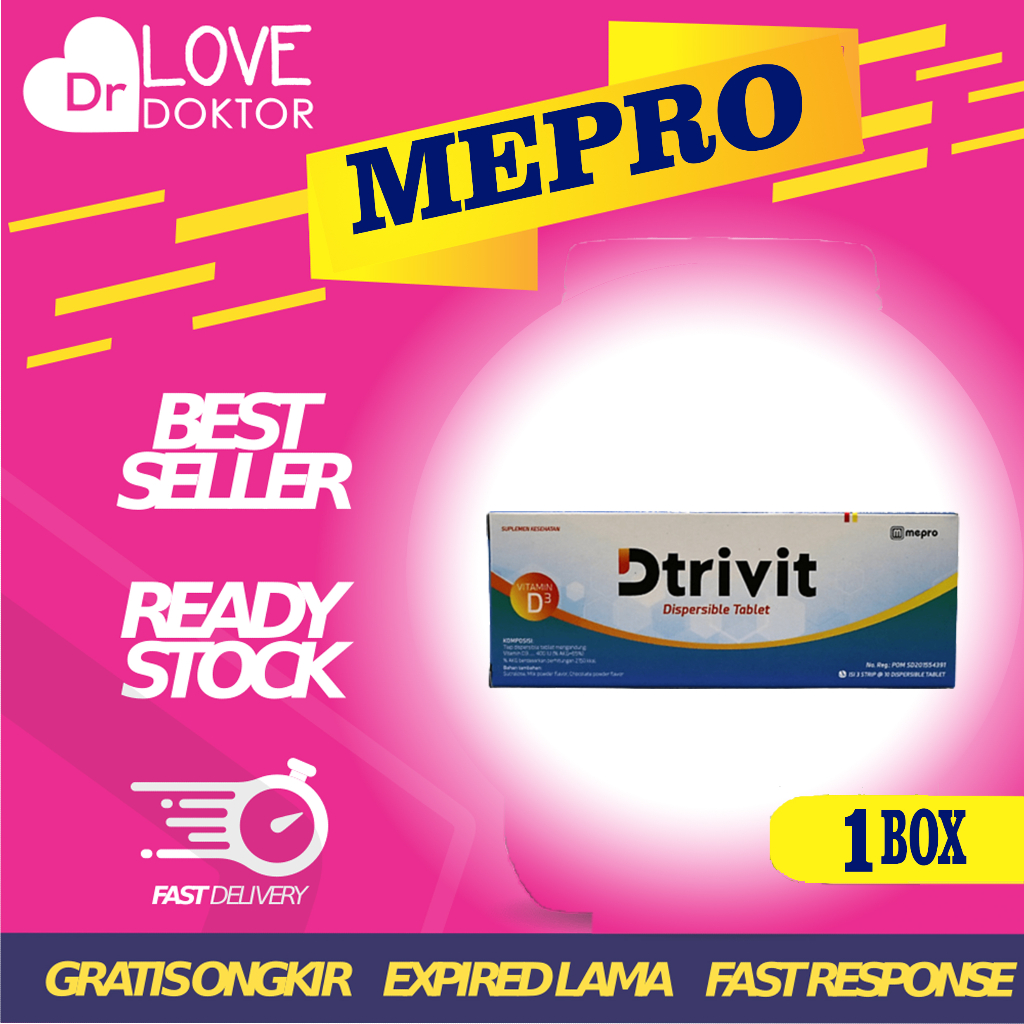 DTRIVIT D3 400IU VITAMIN D3 400 IU MENINGKATKAN FUNGSI IMUN 1 BOX ISI 30 DISPERSIBLE TABLET