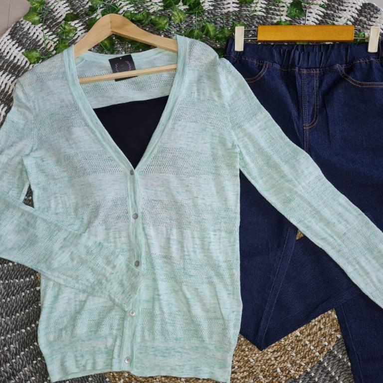 Cardigan Wanita Warna Mint / Hijau Tosca