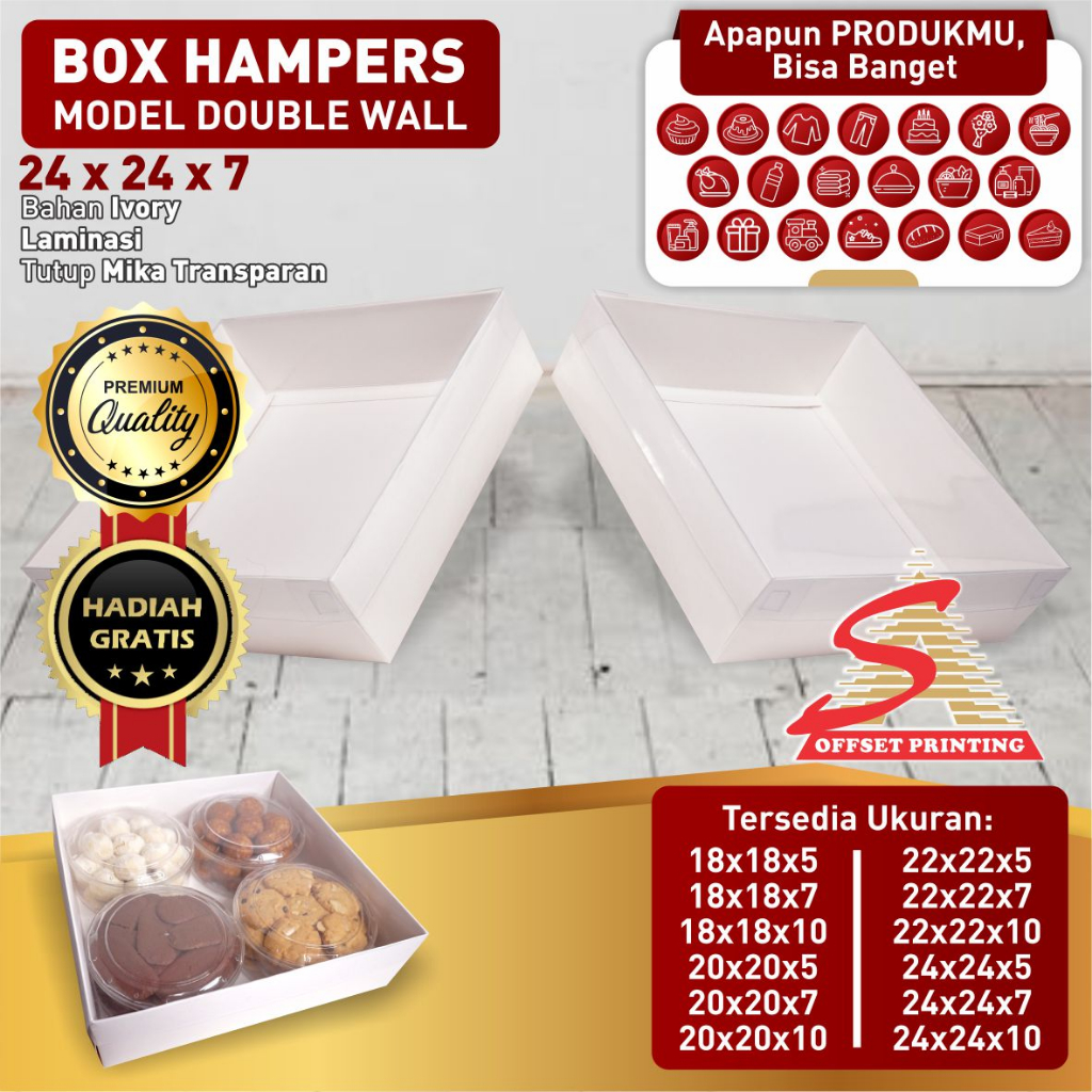 

24 x 24 x 7 Box Hampers tutup mika/box dus kemasan Pudding/Spiku/Marmer cake/cake/lapis legit