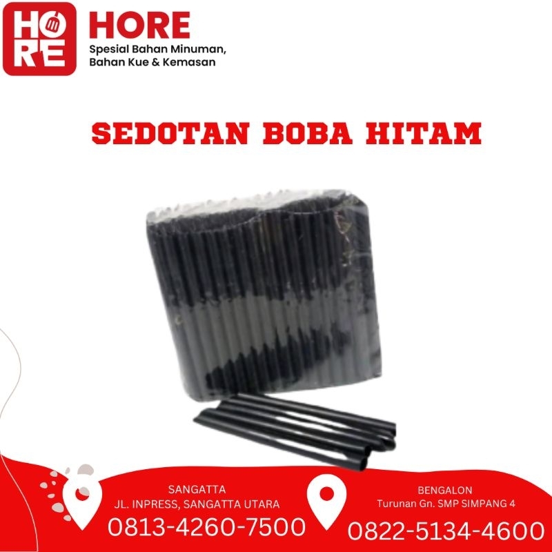 Sedotan Minuman Boba Besar hitam dan bening