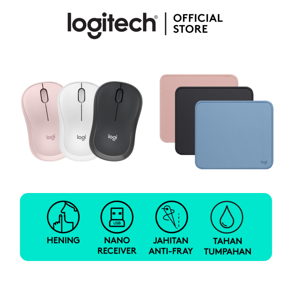 [BUNDLING] Logitech M220 Mouse Wireless Silent Click & Mouse Pad Studio Series Alas Polos Anti Slip