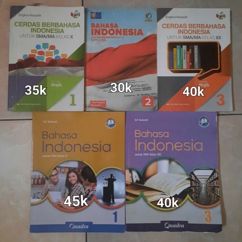 

PRELOVED BUKU BAHASA INDONESIA KELAS 10, 11, & 12 ERLANGGA, QUADRA GRAFINDO