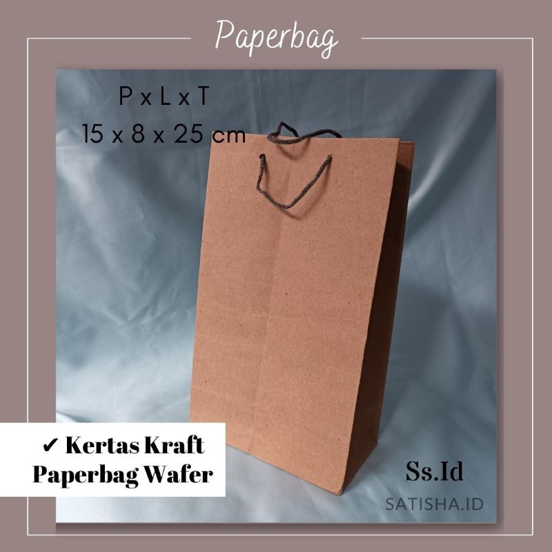 

Paperbag polos Coklat Wafer tas bungkus kado gift bahan kraft 25x15x8