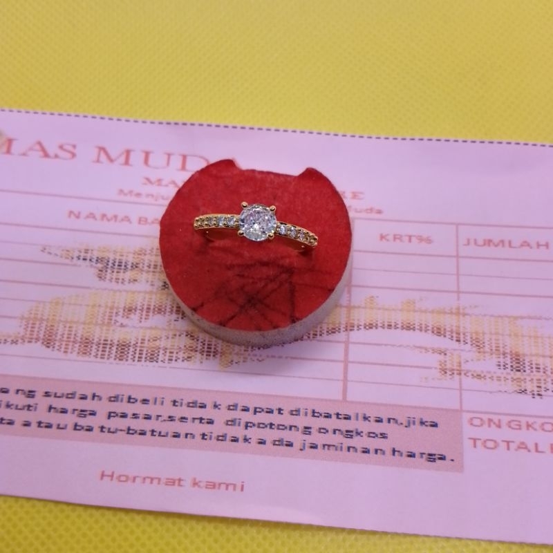 cincin emas mudah berlapis rendah kadar 17,7%