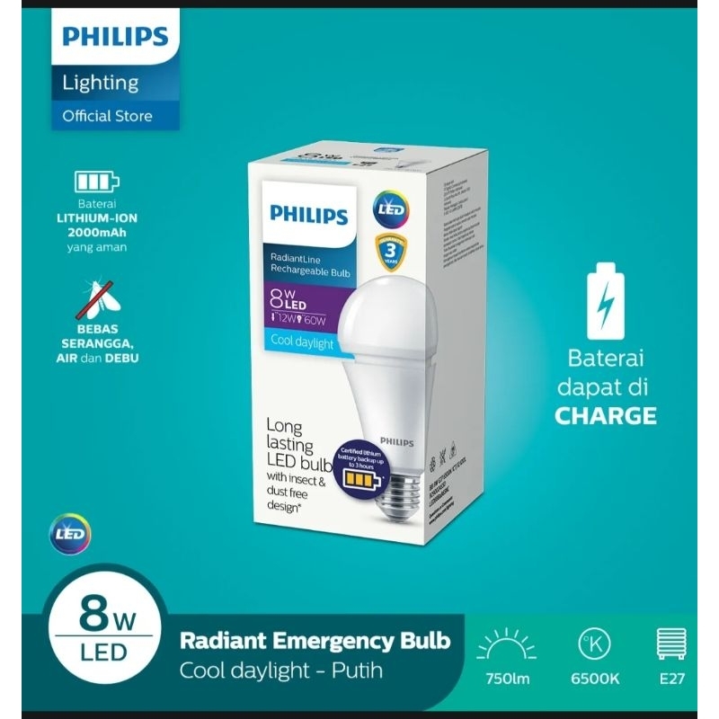 lampu emergency philips 8 watt