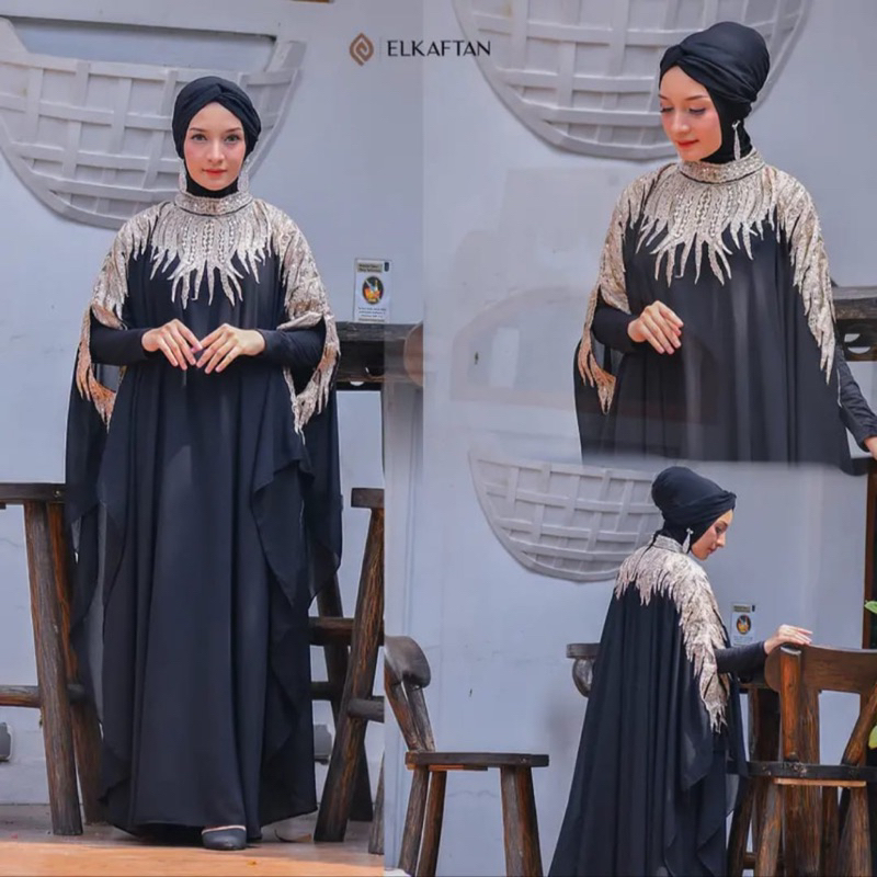 Gamis Kaftan Lebaran | Kaftan Cleo + Manset | Abaya Turki | Gamis Jumbo fit Ld 130 cm | Baju Lebaran