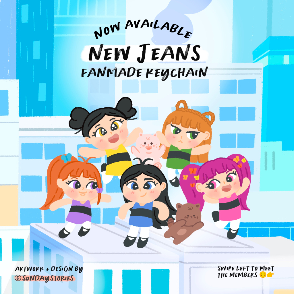 NEWJEANS X POWERPUFF GIRLS KEYCHAIN ACRYLIC | NEWJEANS KEYCHAIN FANMADE