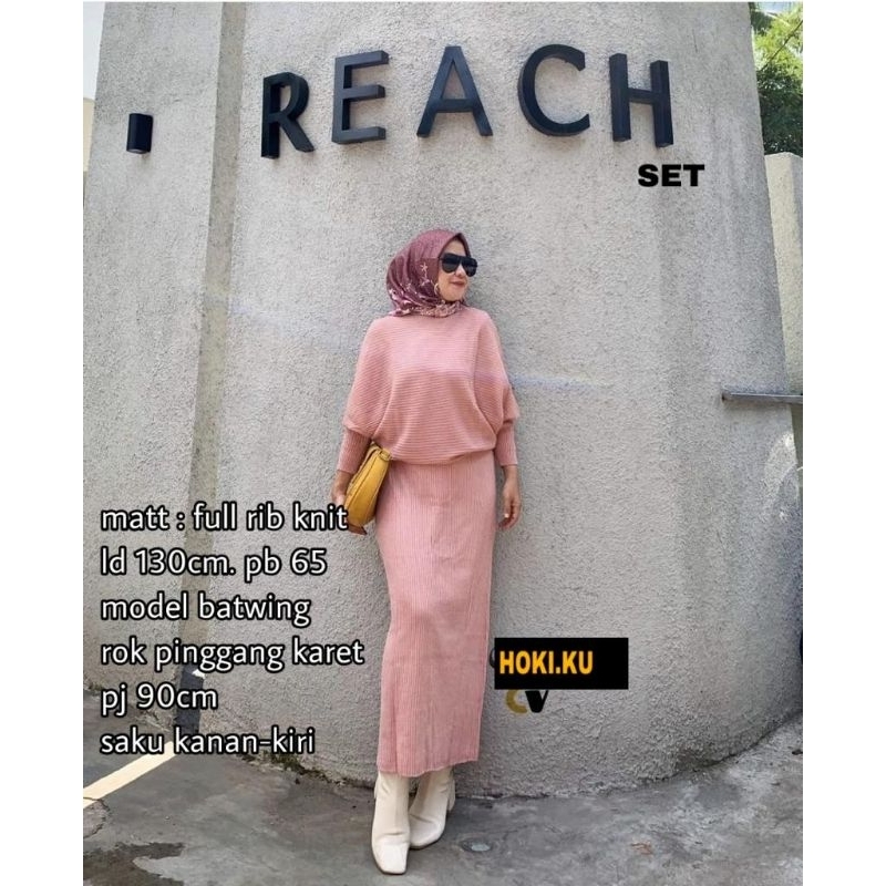 REACH SET/ SETELAN BLOUSE BATWING KNIT RAJUT PREMIUM ORI HOKIKU