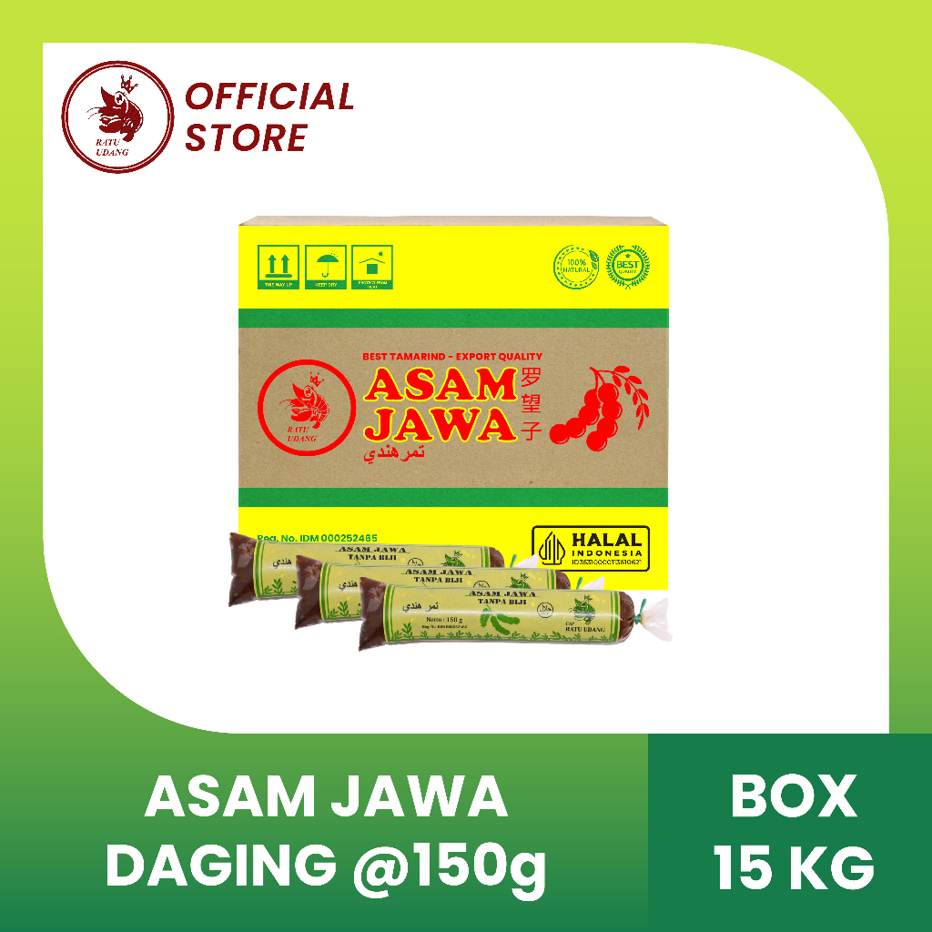 

Asam Jawa Daging 1 BOX kemasan 150 gr "Cap Ratu Udang