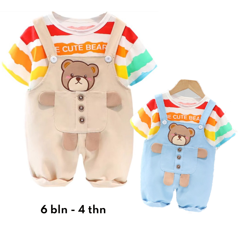 Setelan Overall Bear Import Anak Cowok  Cewek 6 Bulan - 4 Tahun Baju Kodok  Anak Lucu Laki Laki Jump