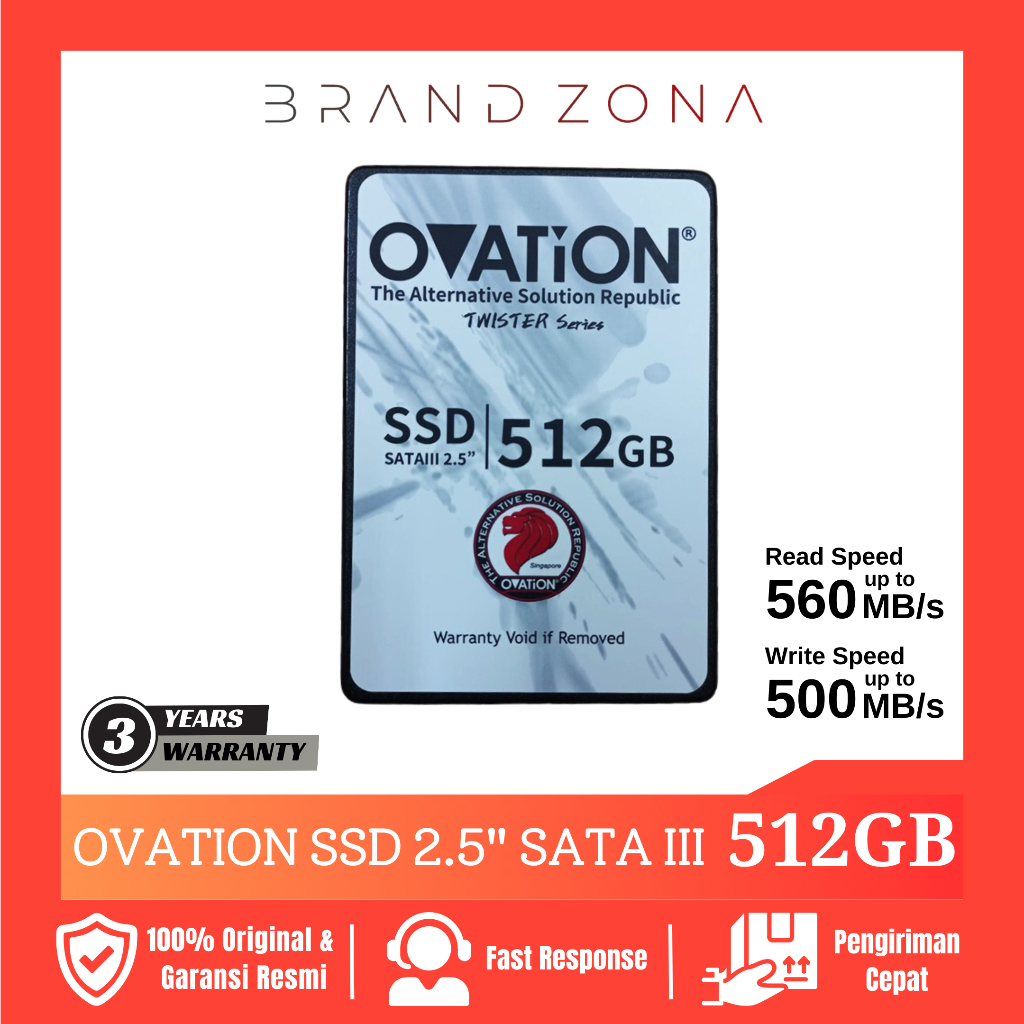 OVATION SSD 512GB 2.5" SATA3 Internal SSD SATA III 512 GB Garansi 3thn Comparable SSD 120GB / SSD 24