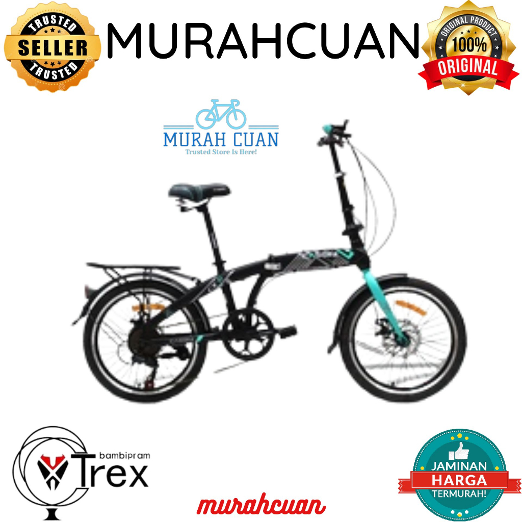 Sepeda folding lipat Trex cassini 20 inch cakram 7 speed murah