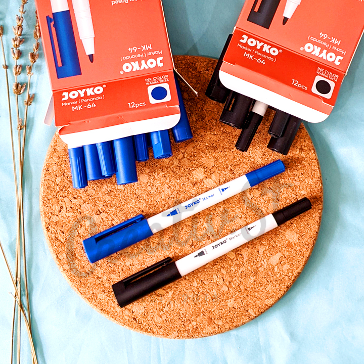 

JOYKO Spidol Color Marker Penanda Mk-64 Dual Tip Black Blue Red