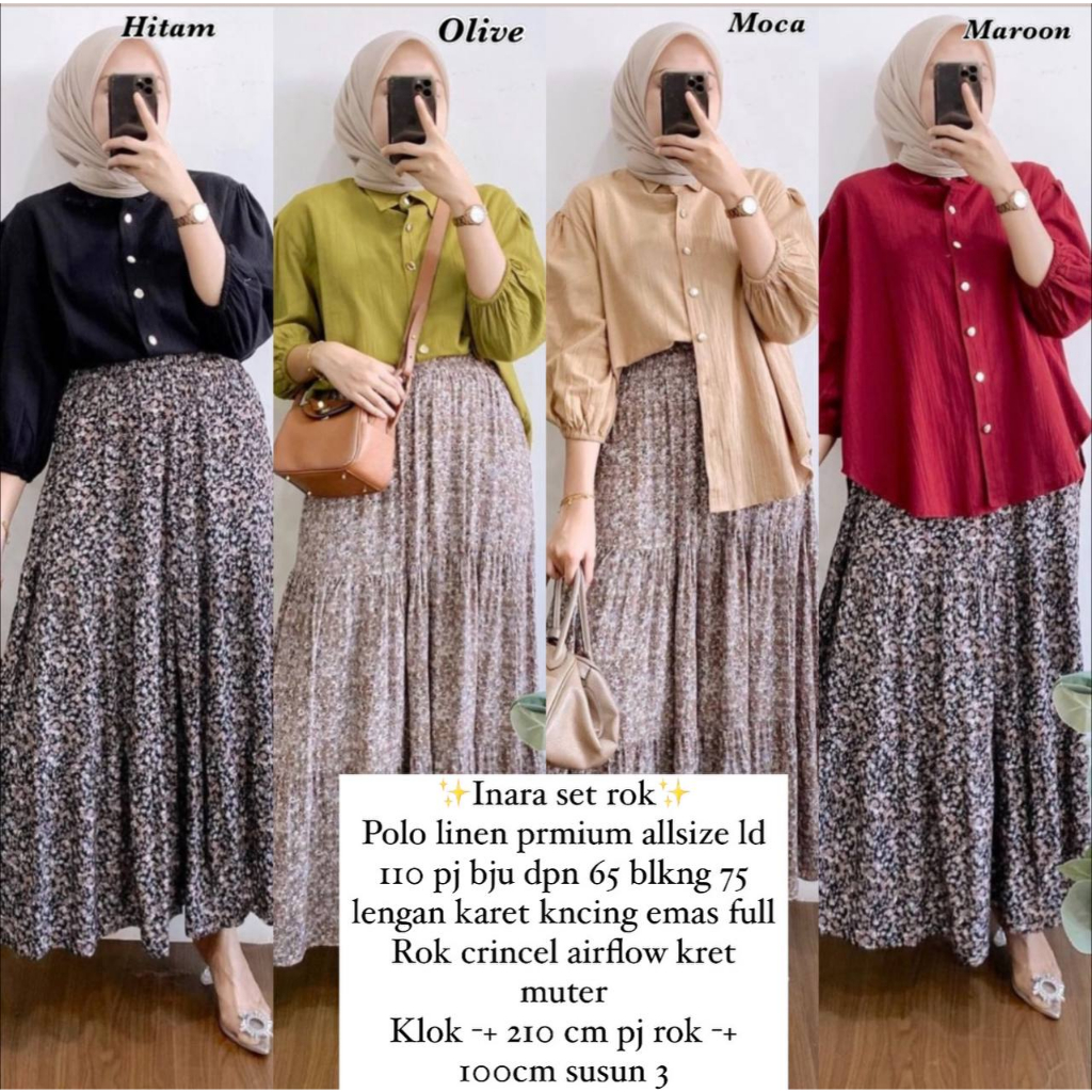 INARA SET ROK SETELAN POLO LINEN PREMIUM