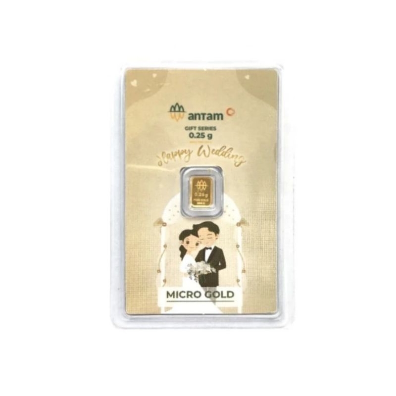 logam mulia emas antam 0.25 gram happy wedding