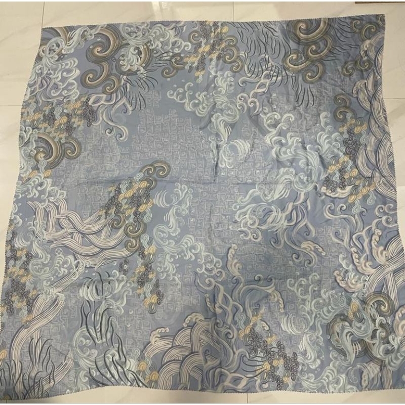 Buttonscarves the wave satin lagoon