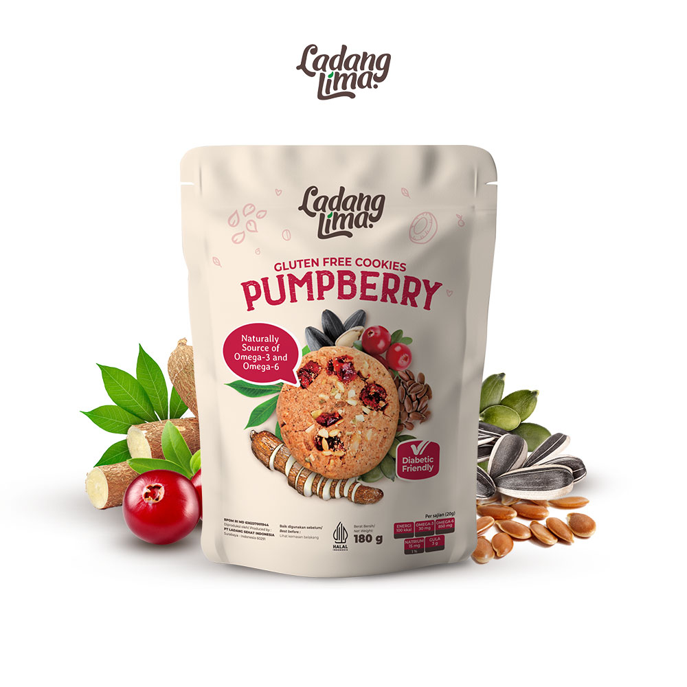 

Ladang Lima Pumpberry Cookies 180g | Healthy Cookies Gluten Free With Protein & Serat