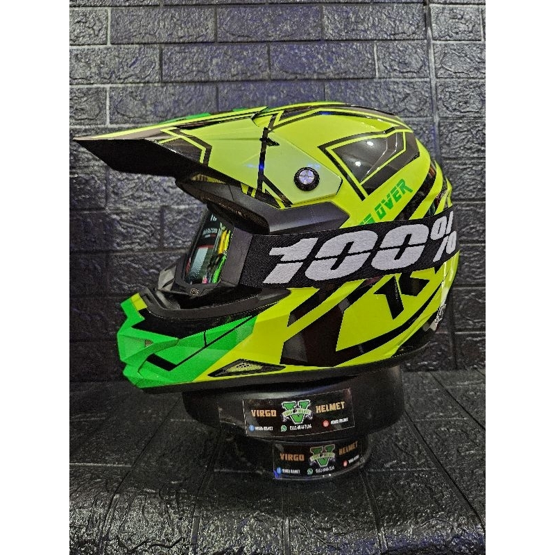 Helm kyt Trail Motocross Cross Over K Racing Green fluo