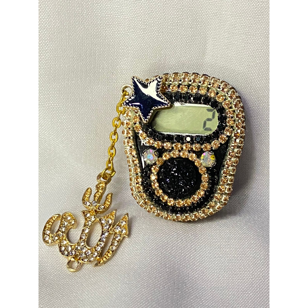 TASBIH DIGITAL SWAROVSKY LED BINTANG LAFADZ ALLAH HITAM GOLD