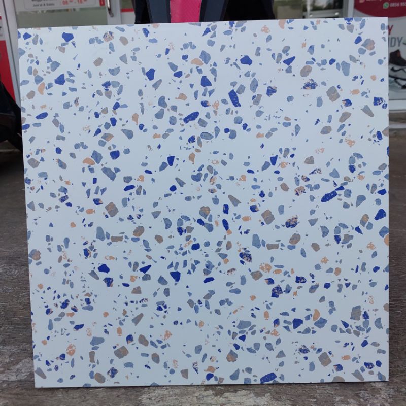 KERAMIK LANTAI CUTING HABITAT TRAZZO BLUE 50X50 KW1