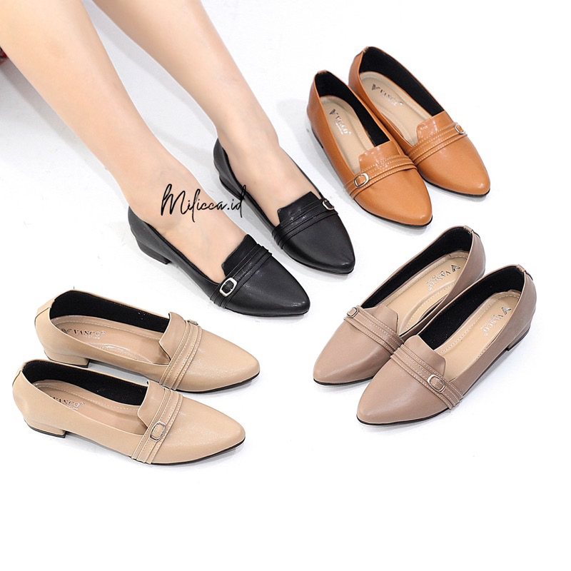 Milicca sepatu kerja wanita pantofel hak tahu 3cm latasha