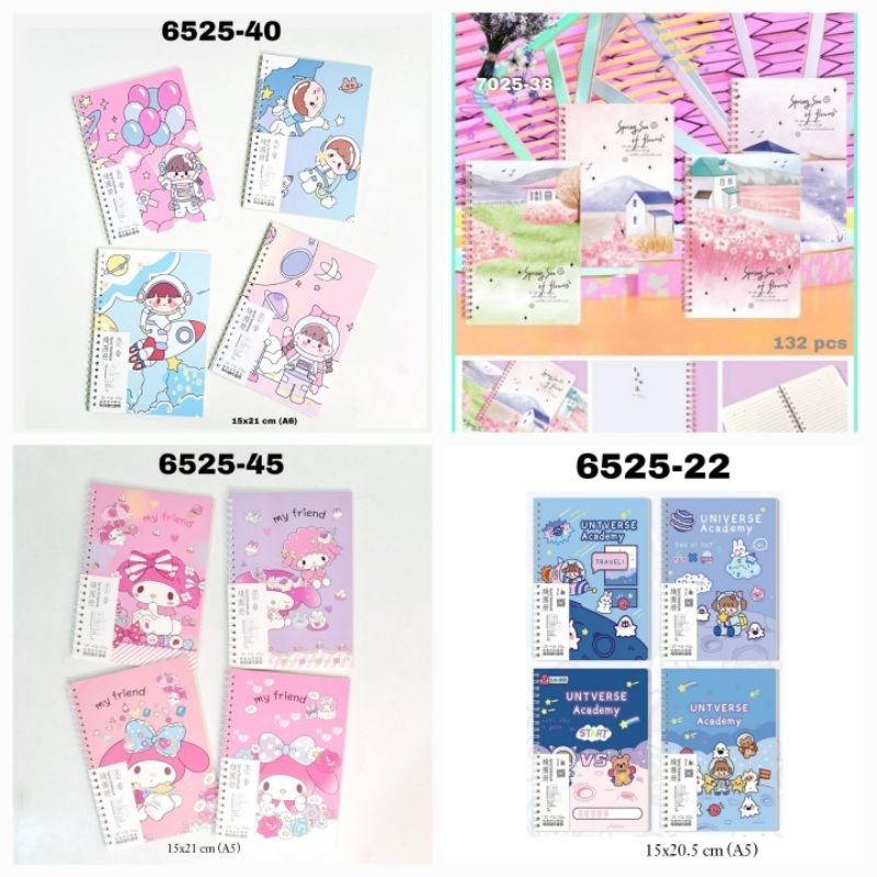 

Buku Tulis Book Diary Spiral A5 Fancy Tipis 5525 / 2555 gliter/ SNR Labubu power puff girl