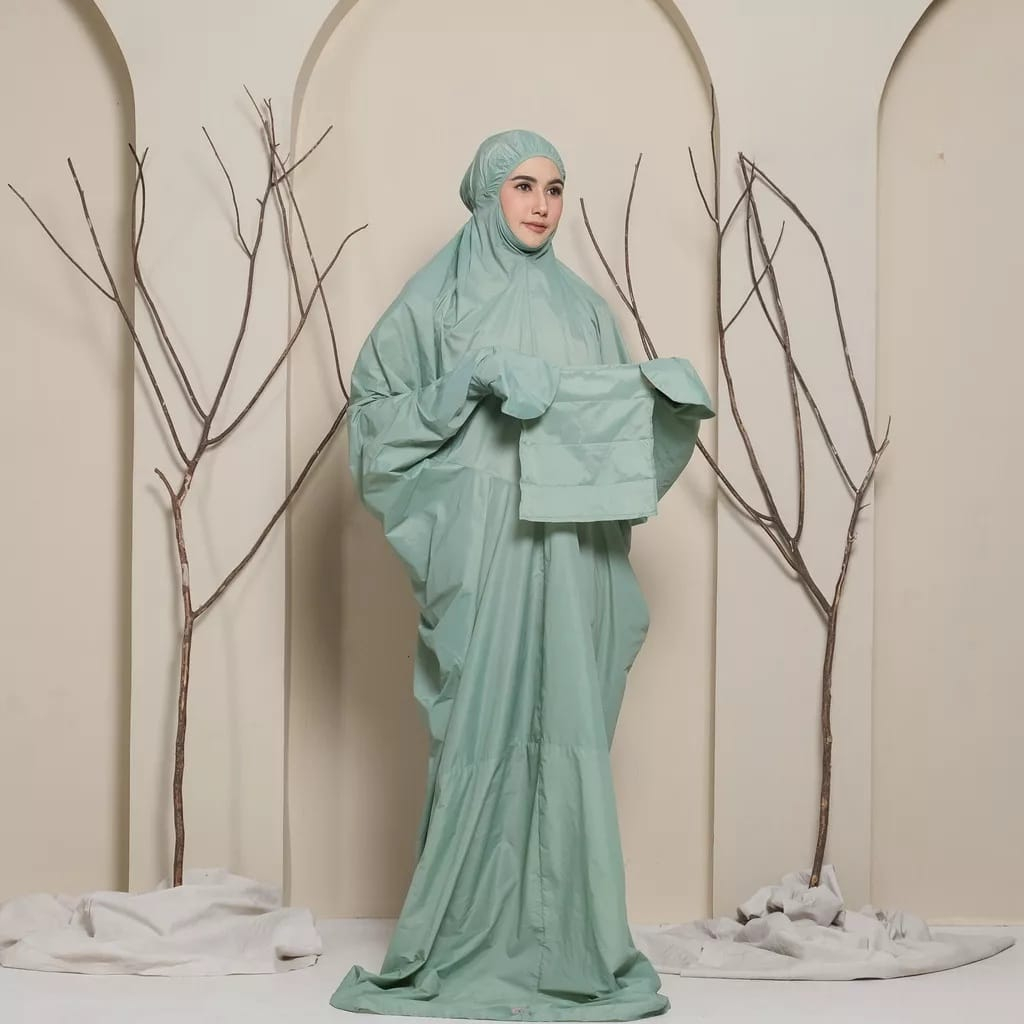 Mukena polos terusan parasut korea mukena terbaru tas serut