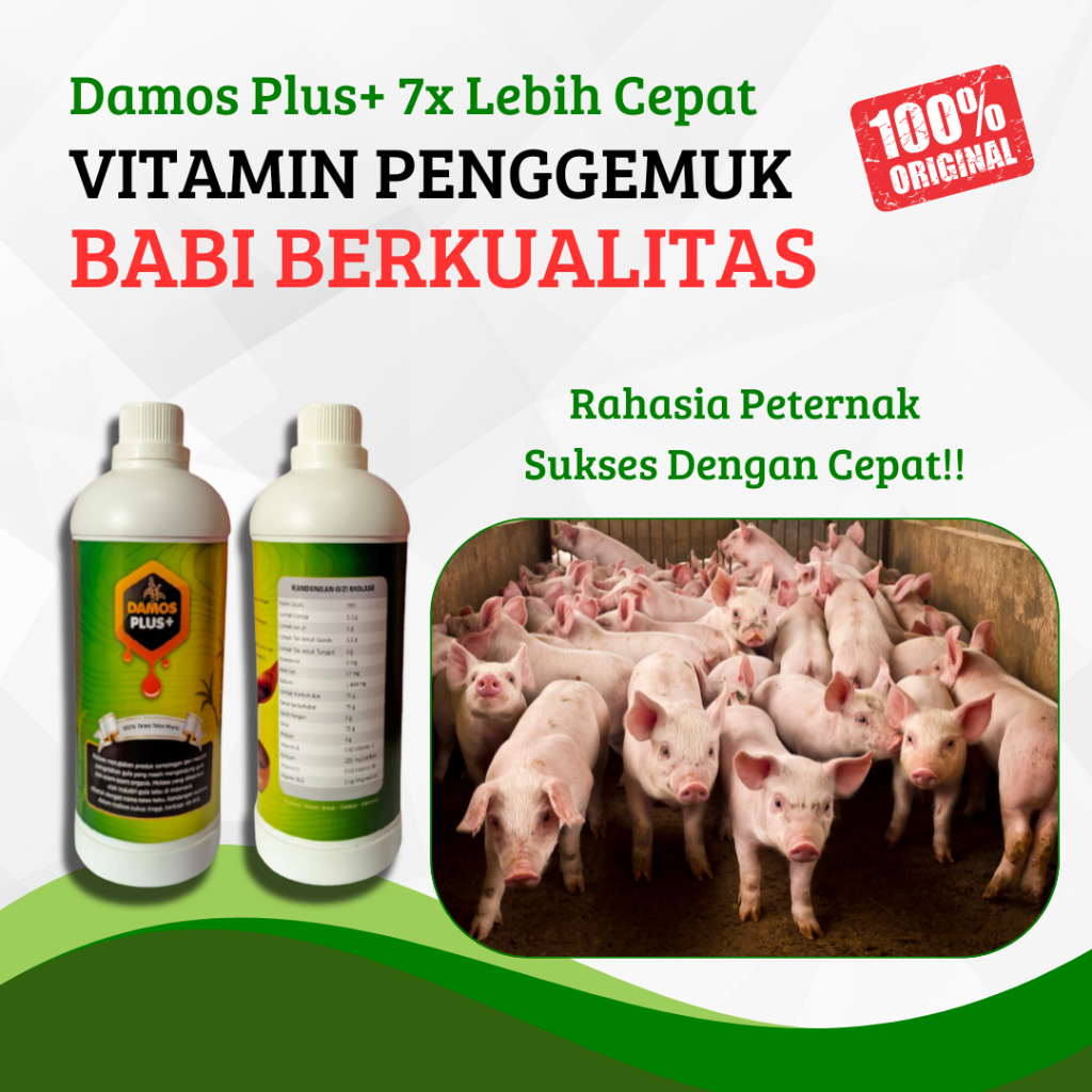 Damos Plus Babi Penggemuk Super Vitamin Penambah Nafsu Makan Babi Obat Cacing Entog Cair Terbaik Mol