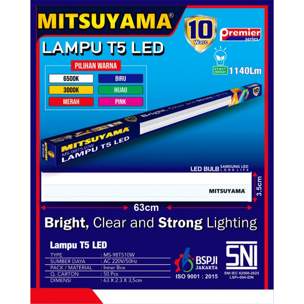 LAMPU T5 LED 60 CM 10 WATT PINK MITSUYAMA LAMPU T5 LED LAMPU TUBE LED