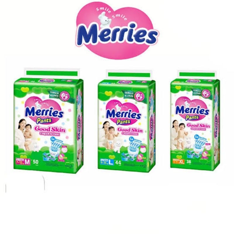 Pampers Merries Ukuran M34 dan M50, ready stock