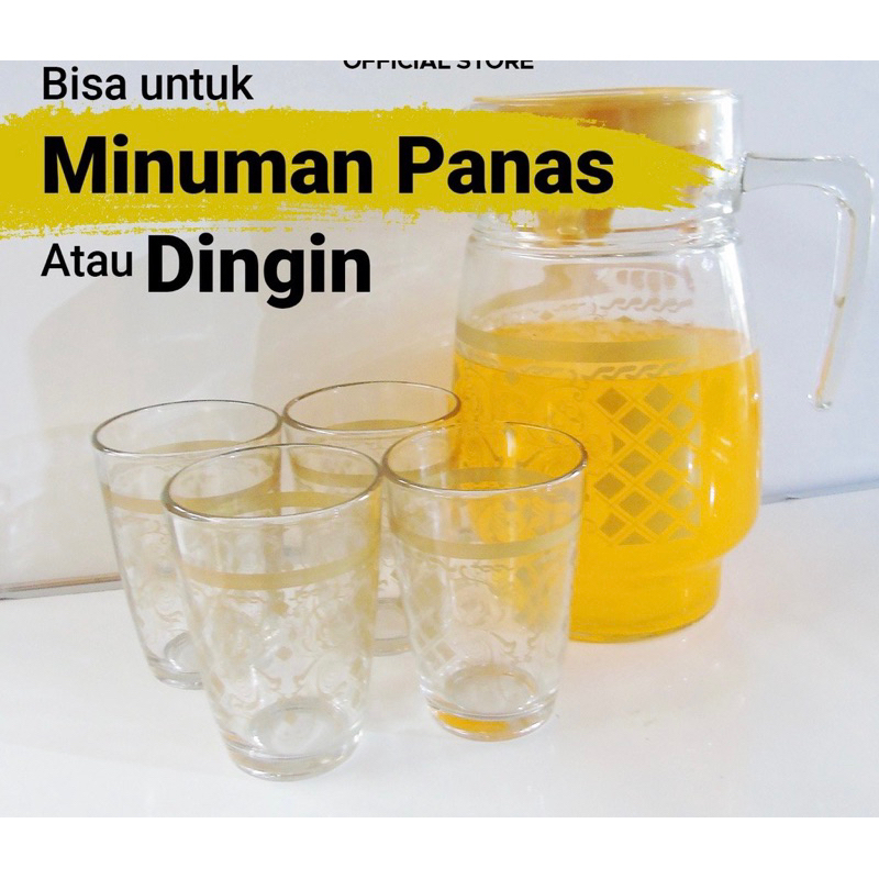Teko Set Gelas Kimglass Istanbul 1 Pitcher 4 gelas