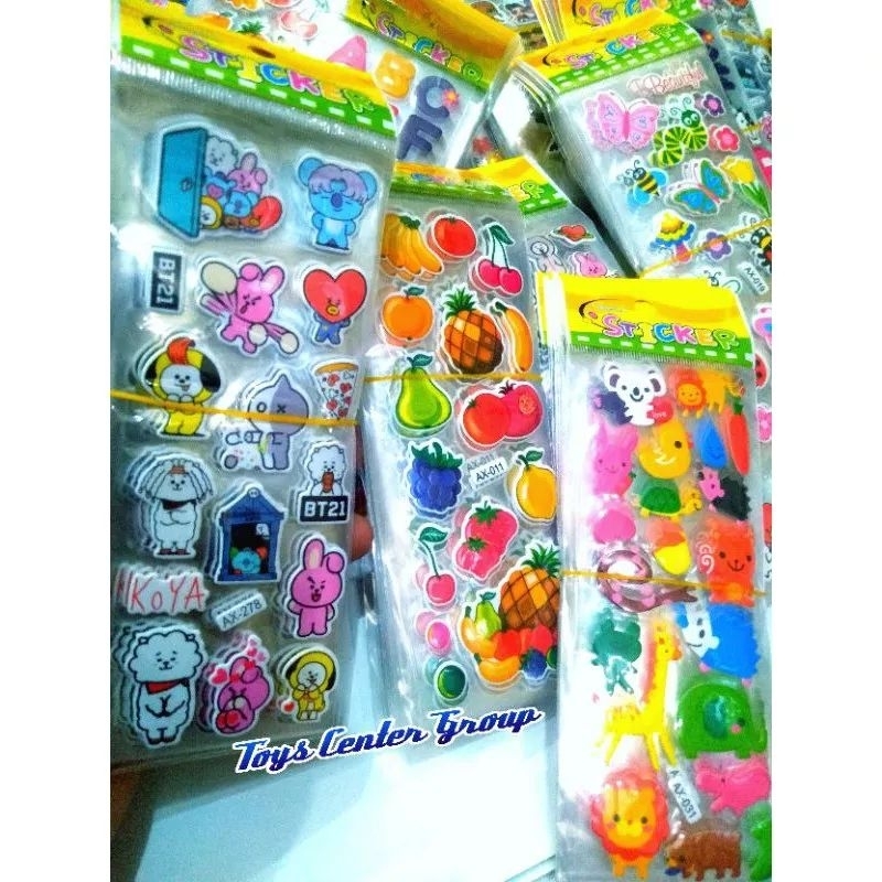 

isi 20 pcs mainan anak stiker bening pendek