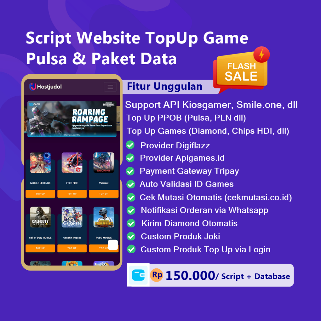 Script Web TopUp Game & PPOB Operan Digiflazz Otomatis