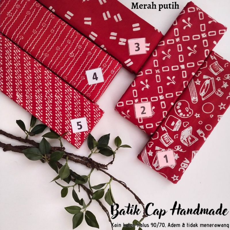 kain batik cap garutan warna merah putih bahan seragam upacara cap garutan hn pekalongan