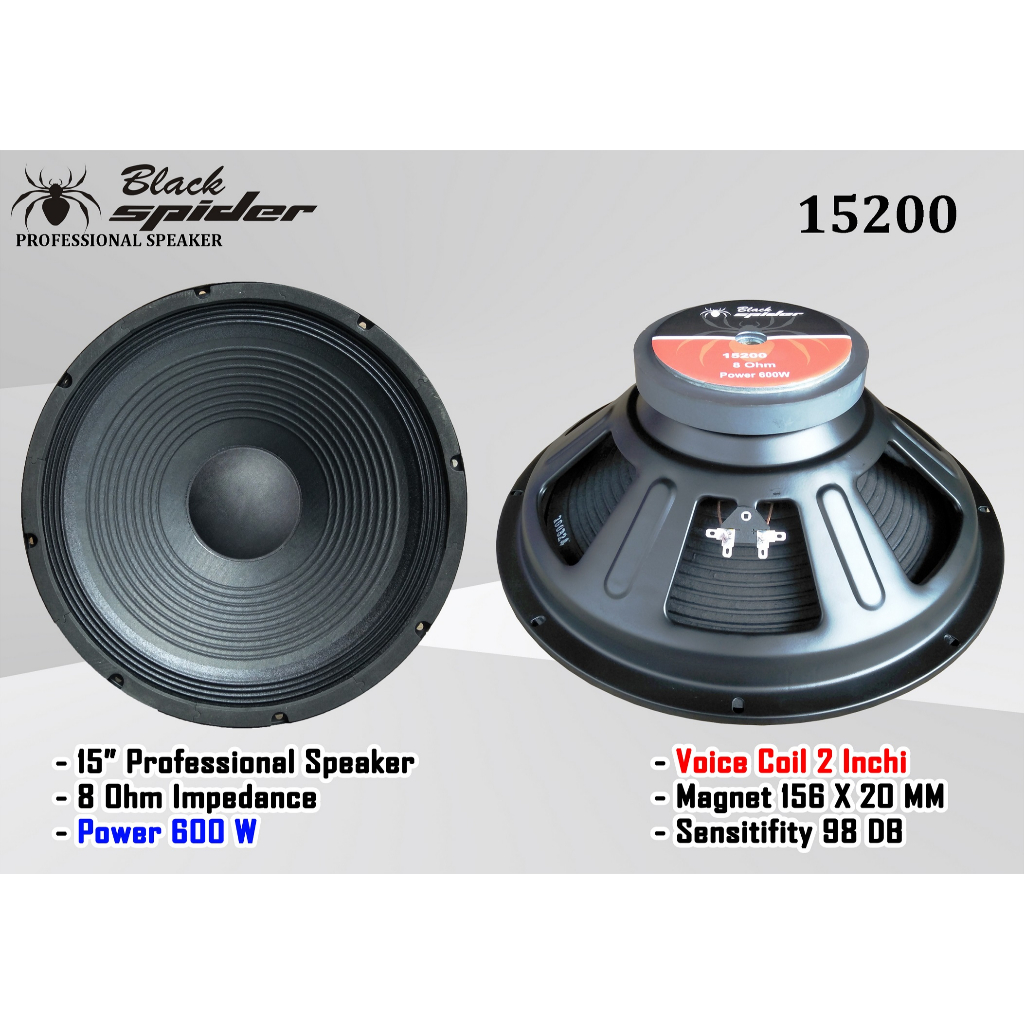 BS 15200  Speaker Komponen Black Spider - 15 Inch