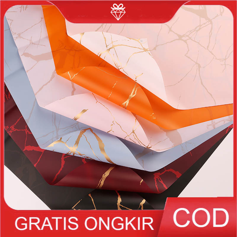 

20 LEMBAR Korean Cellophane Marble - Wrapping Bunga Marble Motif Mewah W015