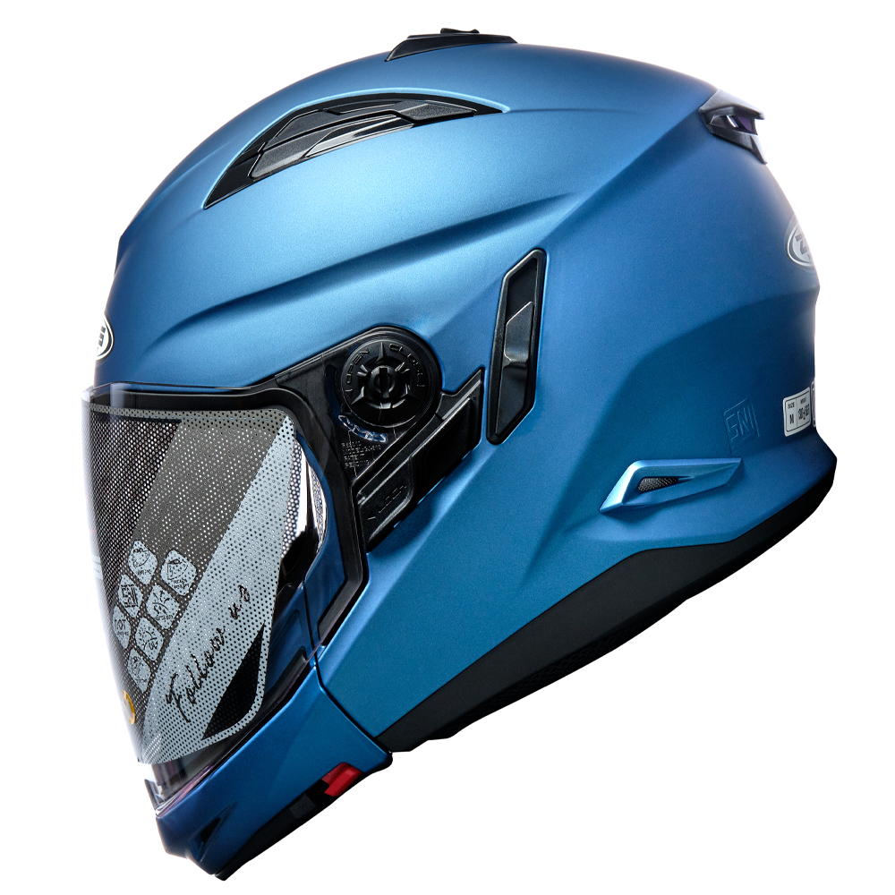 (CACAT) ZEUS ZS 613C MATT BLUE DOFF MODULAR DOUBLE VISOR
