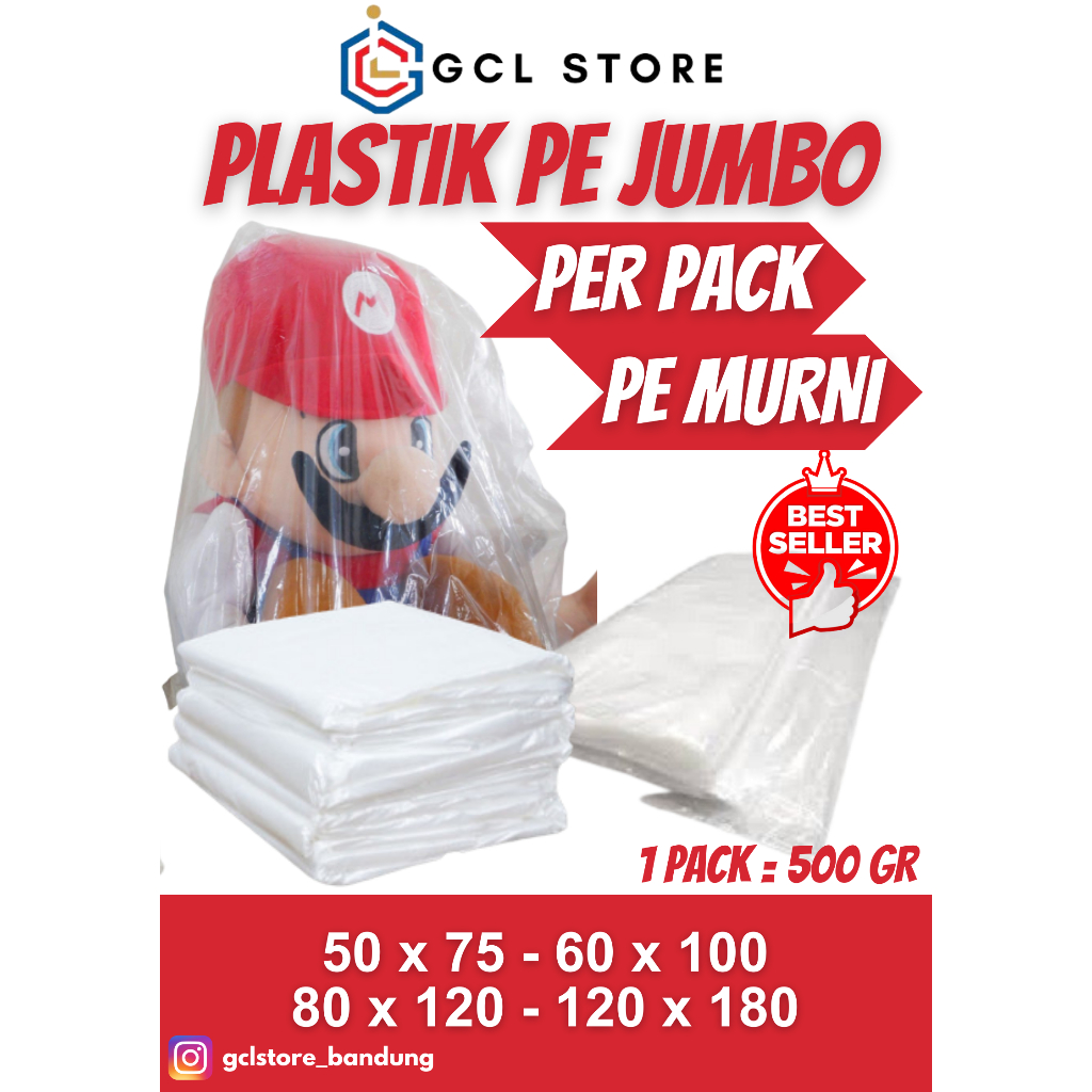 Plastik Bening PE JUMBO I Plastik Pembungkus Bening NON RECYCLE I 50, 60, 80, 120 | 1 PACK