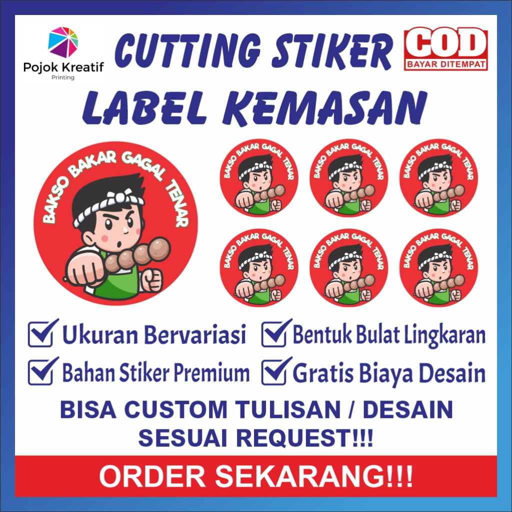 

Cetak Cutting Stiker Label Kemasan Makanan Bakso A12 Pink Merah Bontak Vinyl Ukuran 3 4 5 6 7 cm Dapat Banyak Bisa COD Custom Request Gratis Desain Pojok Kreatif