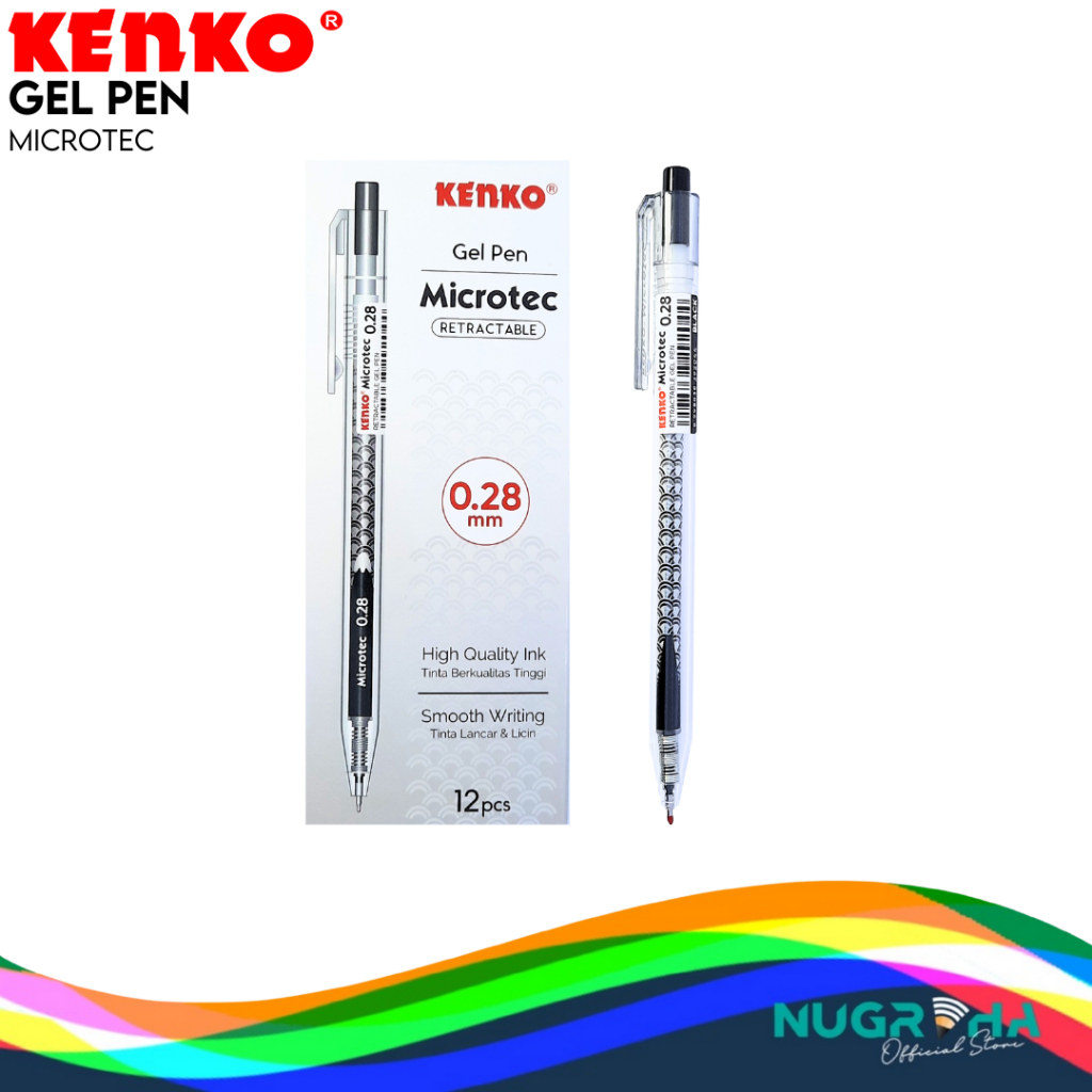 KENKO STATIONERY GEL PEN TINTA HITAM MICROTEC 0.28MM