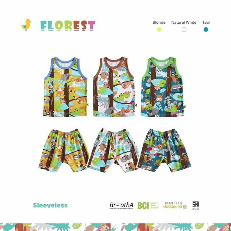 Setelan Kutung Bayi isi 3 Stel Joel Florest / Sleeveless Set Baby / Pakaian Bayi