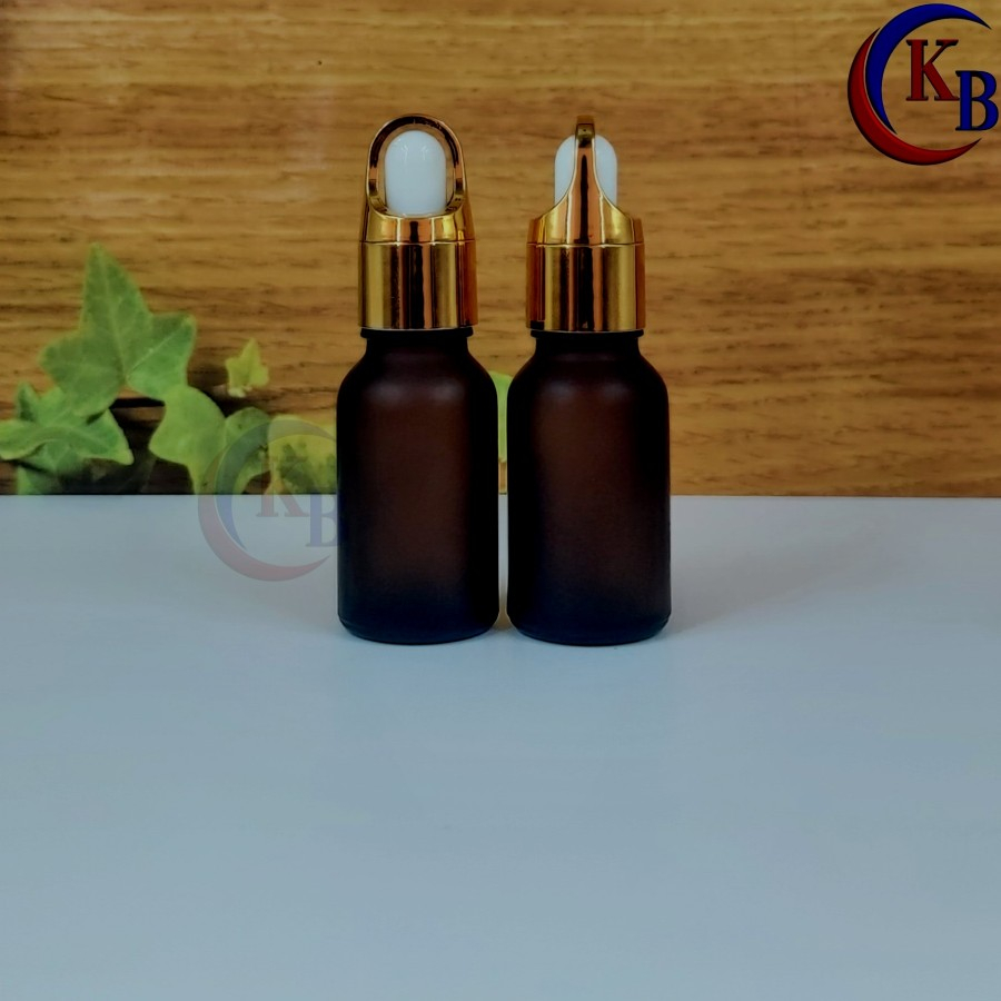 BOTOL PIPET 15 ML SERUM TETES COVER / BOTOL KACA COKLAT FROSTED 15ML