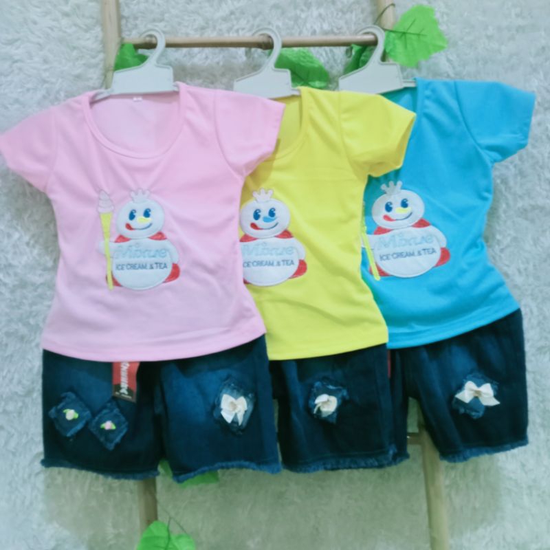 setelan jeans pendek Anak perempuan | setelan jeans pendek | celana jeans pendek Anak Perempuan