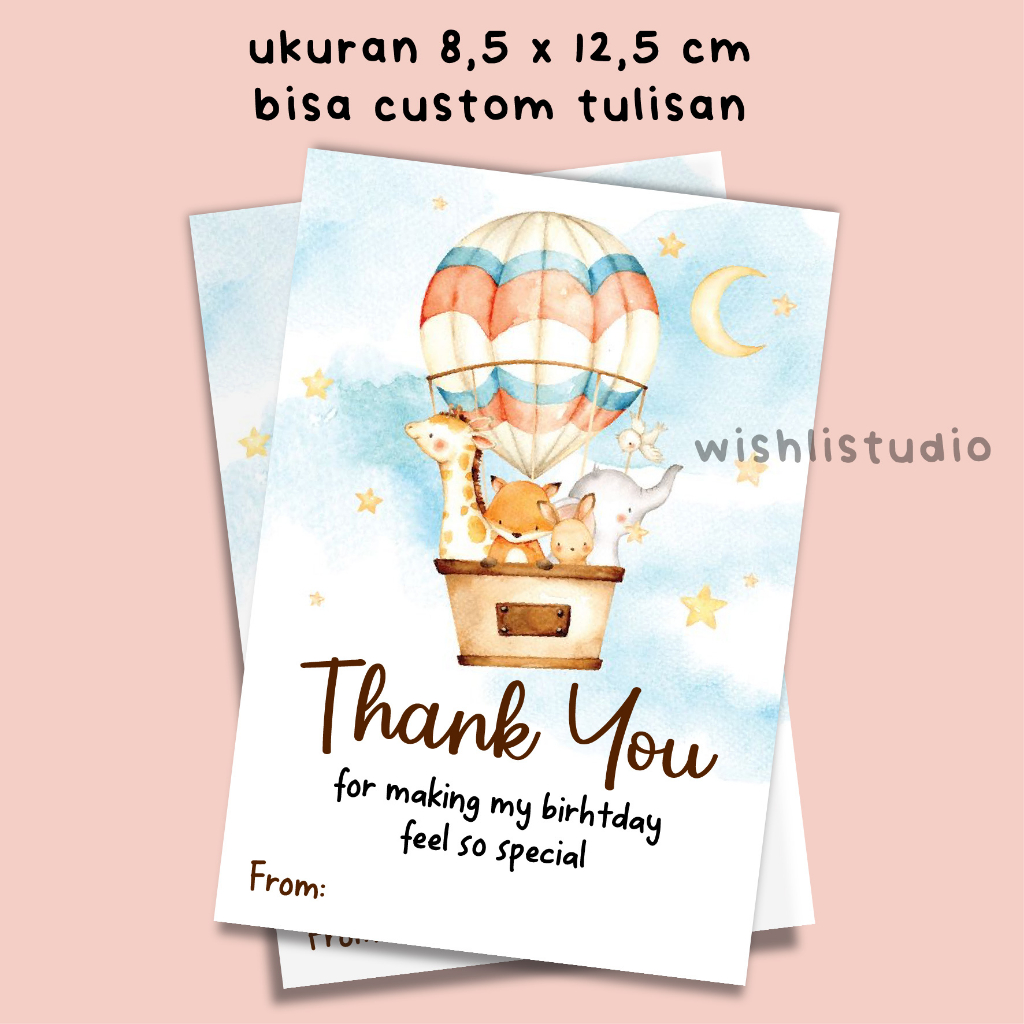 KARTU BINGKISAN ULANG TAHUN ANAK / THANK YOU CARD BIRTHDAY PARTY / KARTU UCAPAN TERIMA KASIH / HAMPE