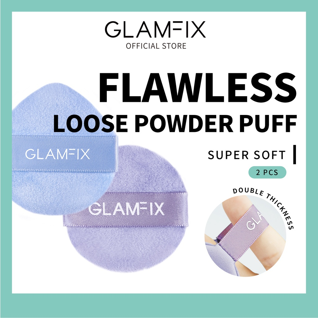 GLAMFIX Flawless Loose Powder Puff (isi 2) | Aplikator Bedak Tabur Glamfix YOU | Puff Bedak tabur YO