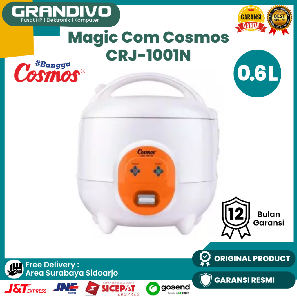 Magic Com Kecil Cosmos 0.6 Liter CRJ 1001N Garansi Resmi Cosmos Grandivo