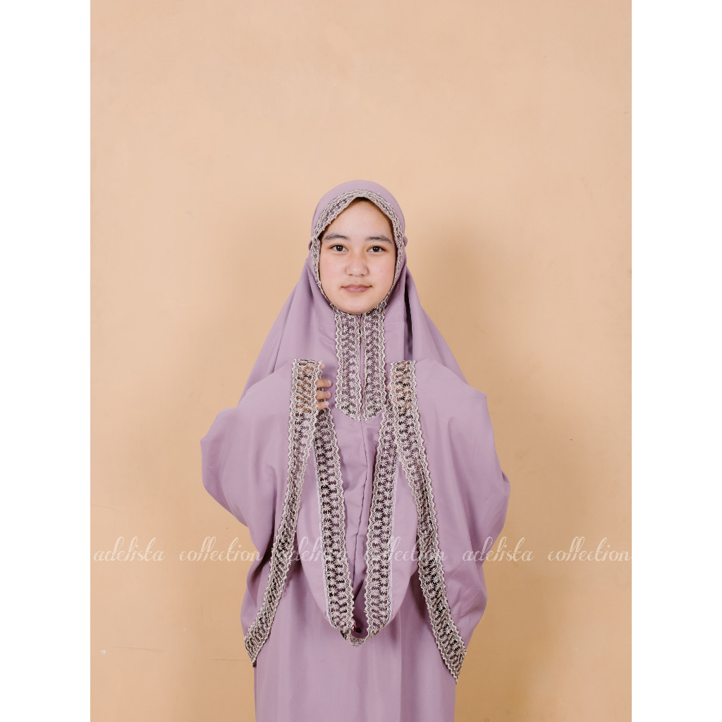 Mukena Anak Perempuan Mukena Anak Warna Lavender Mukena Anak 2 in 1 Mukena Anak Tanggung