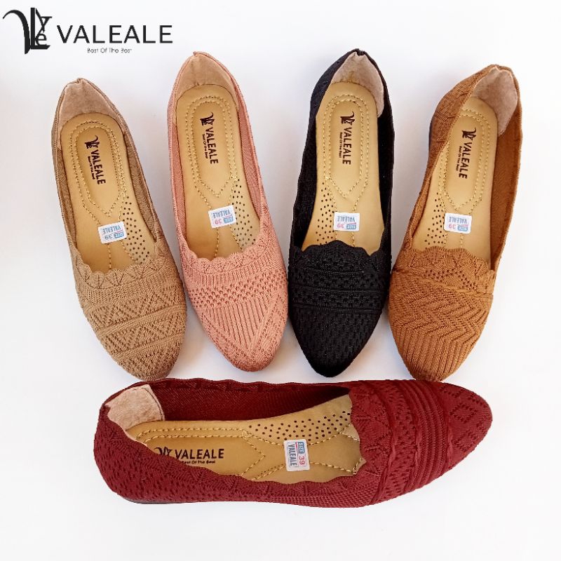 Sepatu flat wanita rajut import Bergelombng VALEALE LARISA motif acak ukuran 36-40 flatshoes rajut i